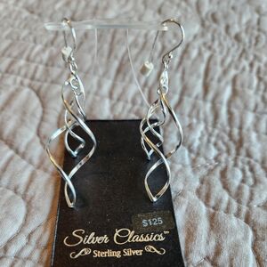 Sterling Silver Twist Dangle Earrings